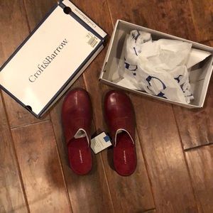 Red leather with red suede interior Mules.